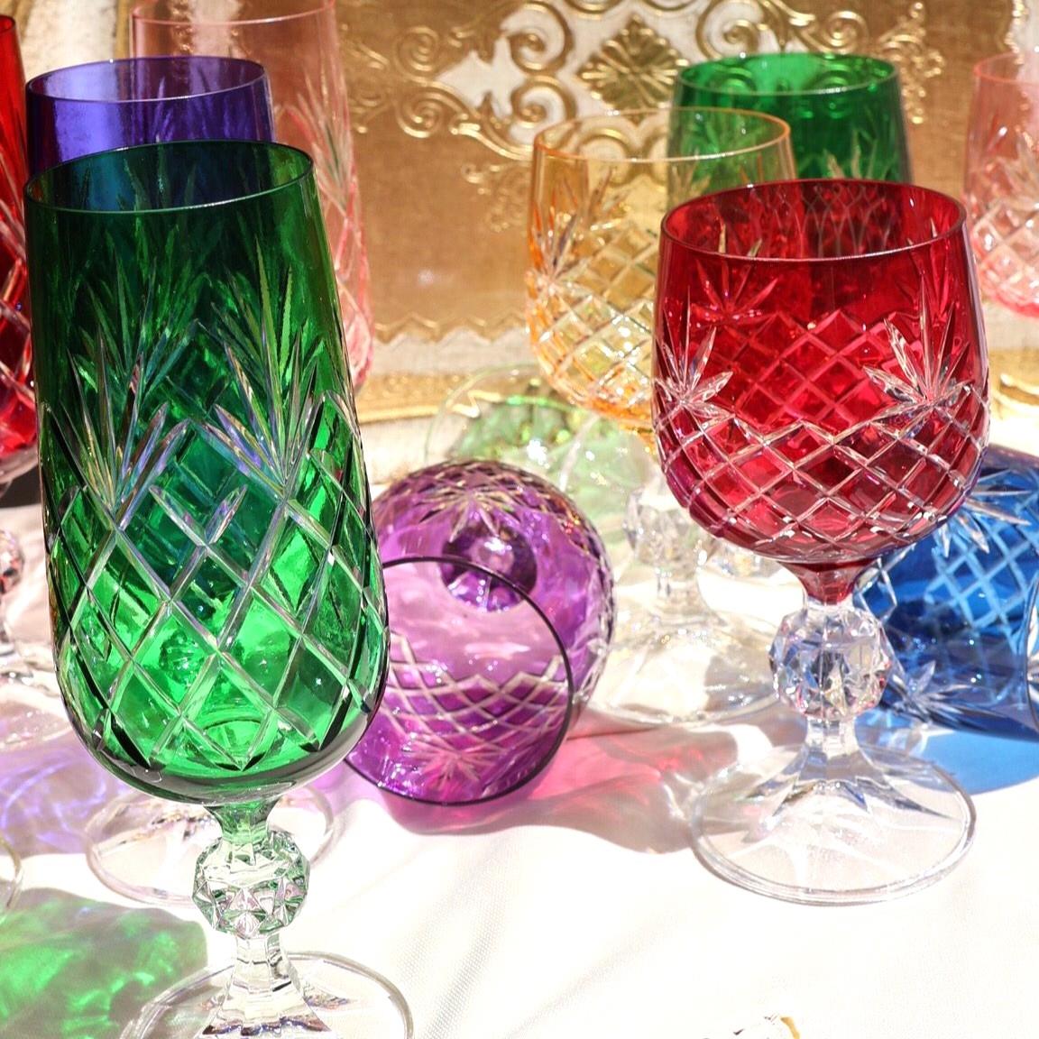 Bohemia Crystal Flüt Model Kahve Yanı Kadeh Renkli