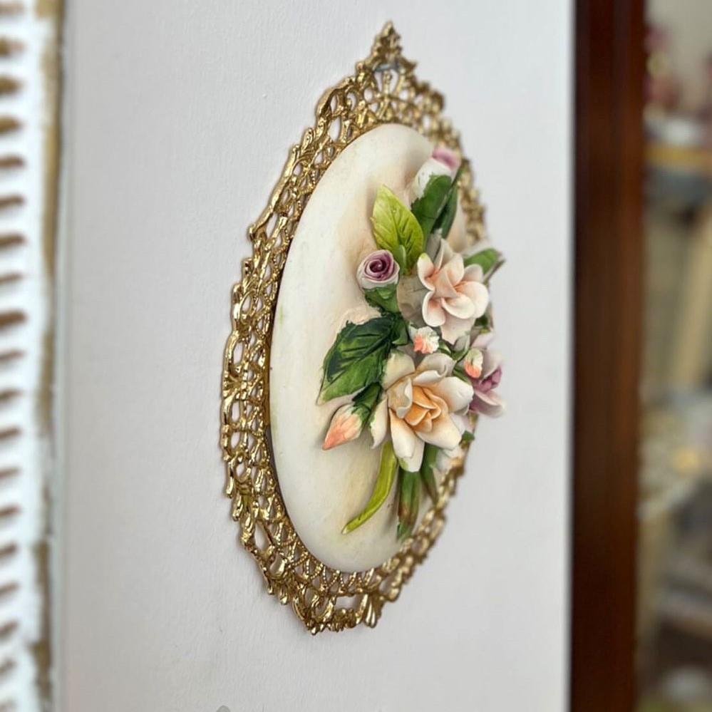 Gold Detaylı Çiçek Desenli Süs Tablo (Adet)