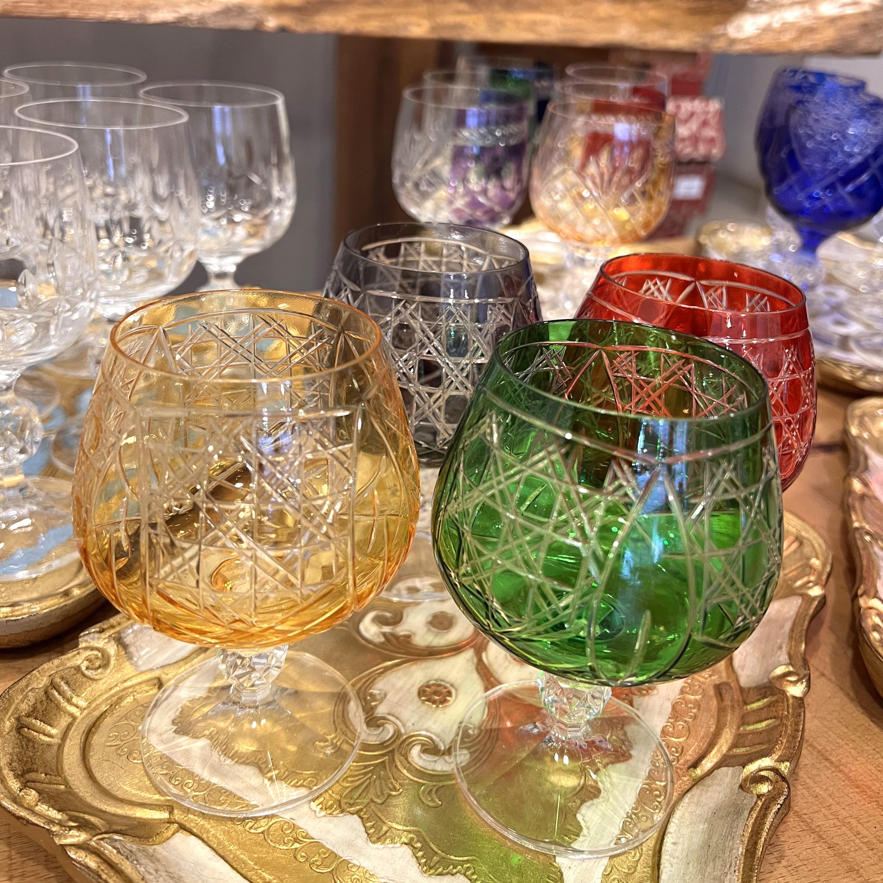 Bohemia Crystal Desenli Renkli Kahve Yanı Kadeh