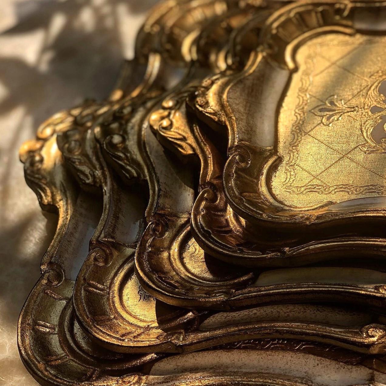 Pescarissi Art Deco Firenze Köşeli Gül Ağacı İthal Renkli Tepsi 8-12 Kişilik