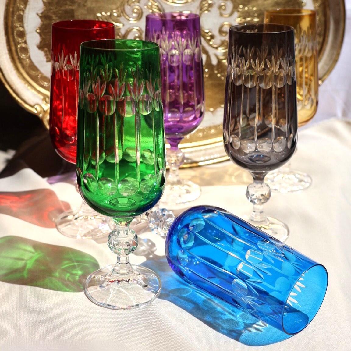 Bohemia Crystal Flüt Model Kahve Yanı Kadeh Renkli