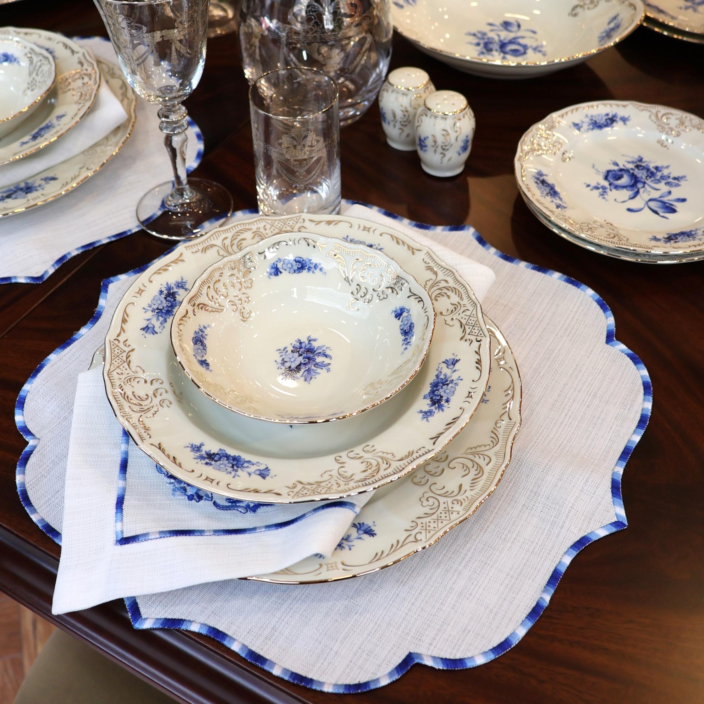 Bernadotte Mavi Çiçek Desenli Yemek Takımı