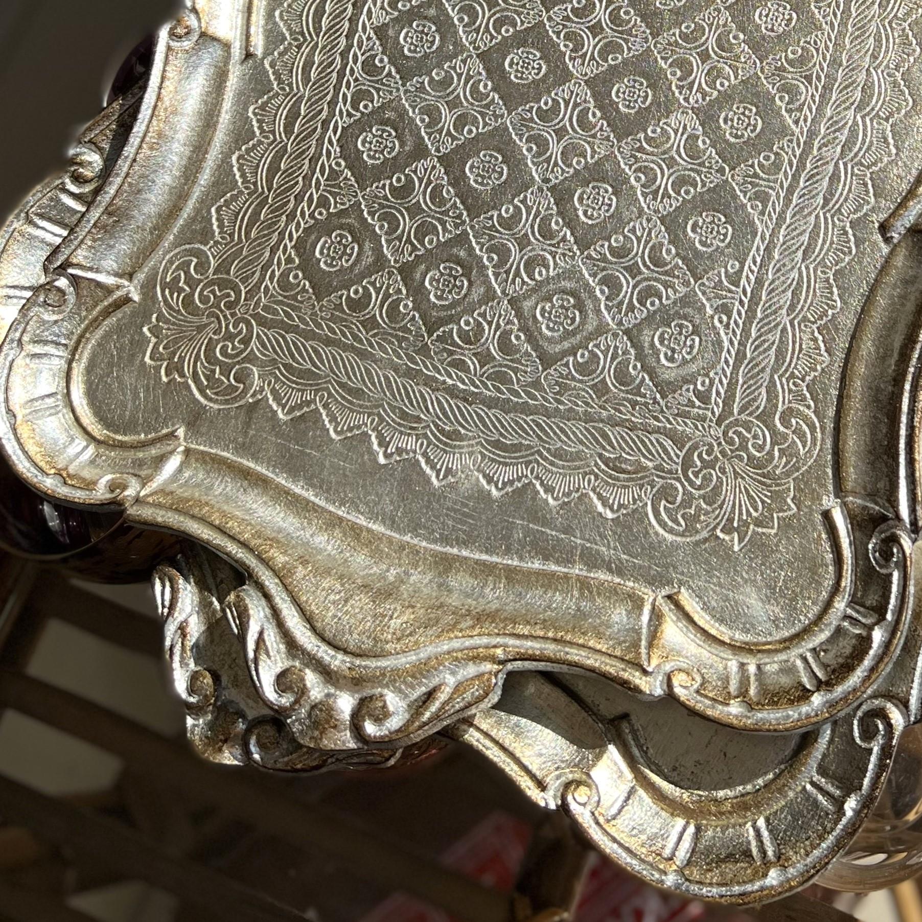 L & M Florence Art Silver Köşeli İthal Gül Ağacı Tepsi 6 Kişilik