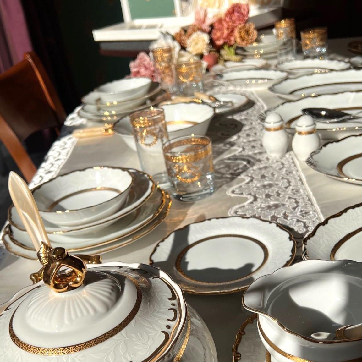 Thun Beyaz Gold Detaylı Yemek Takımı