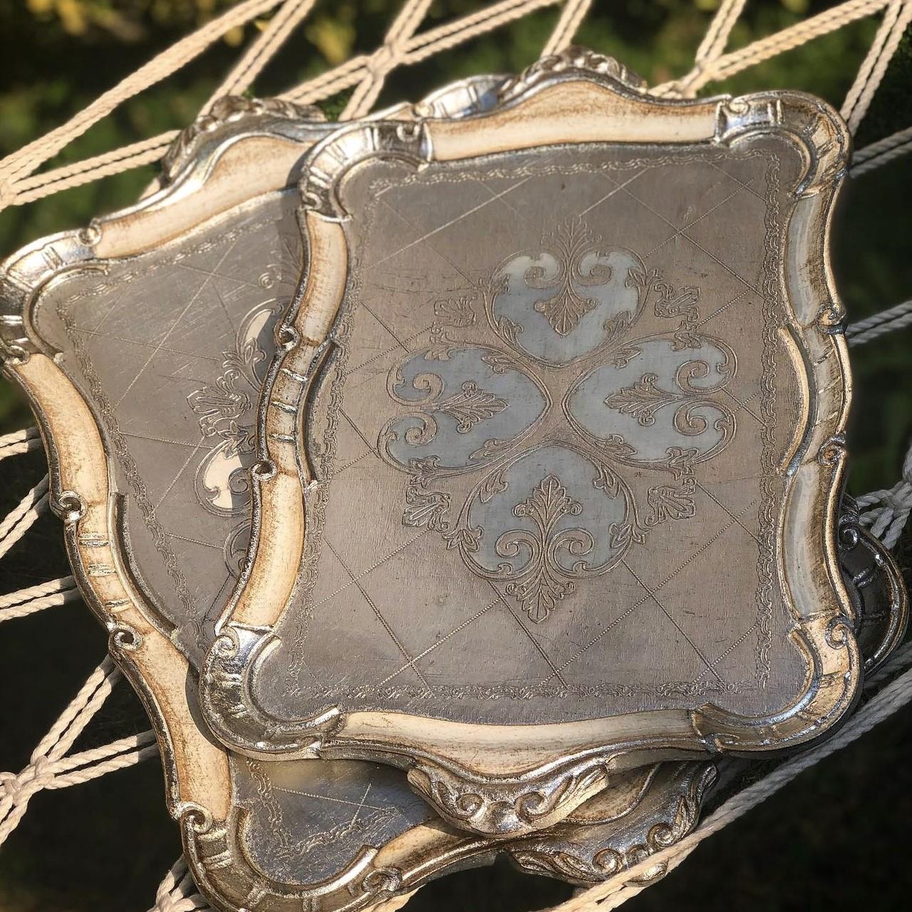 Pescarissi Art Deco Firenze Köşeli Gül Ağacı İthal Renkli Tepsi 8-12 Kişilik