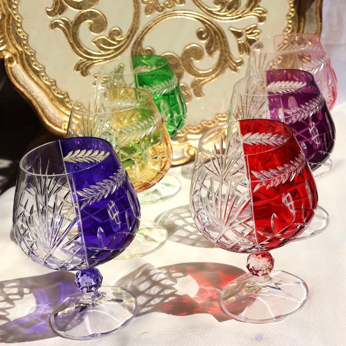 Bohemia Crystal Desenli Renkli Kahve Yanı Kadeh