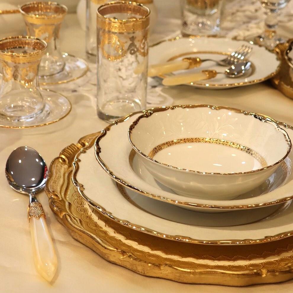 Thun Beyaz Gold Detaylı Yemek Takımı