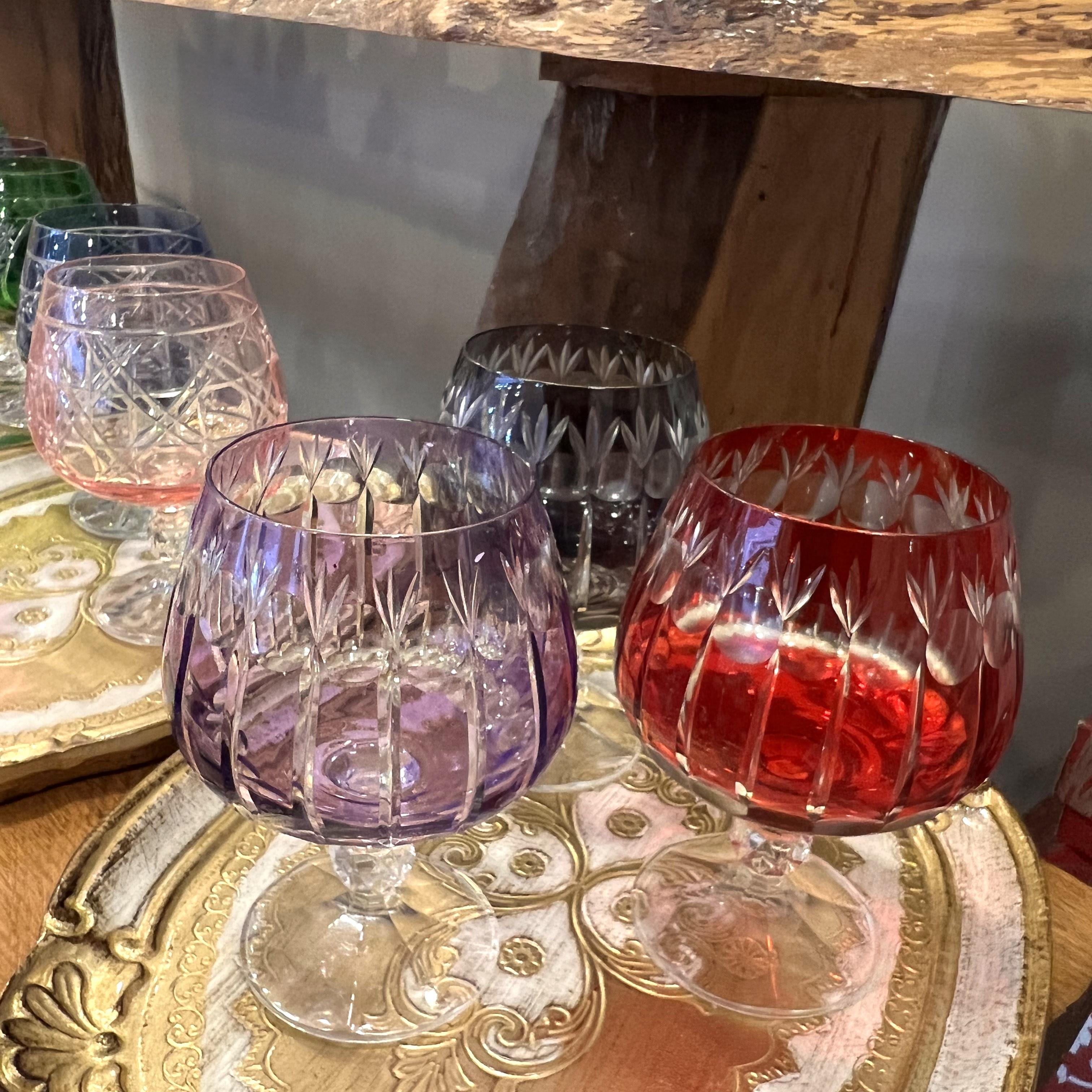 Bohemia Crystal Desenli Renkli Kahve Yanı Kadeh