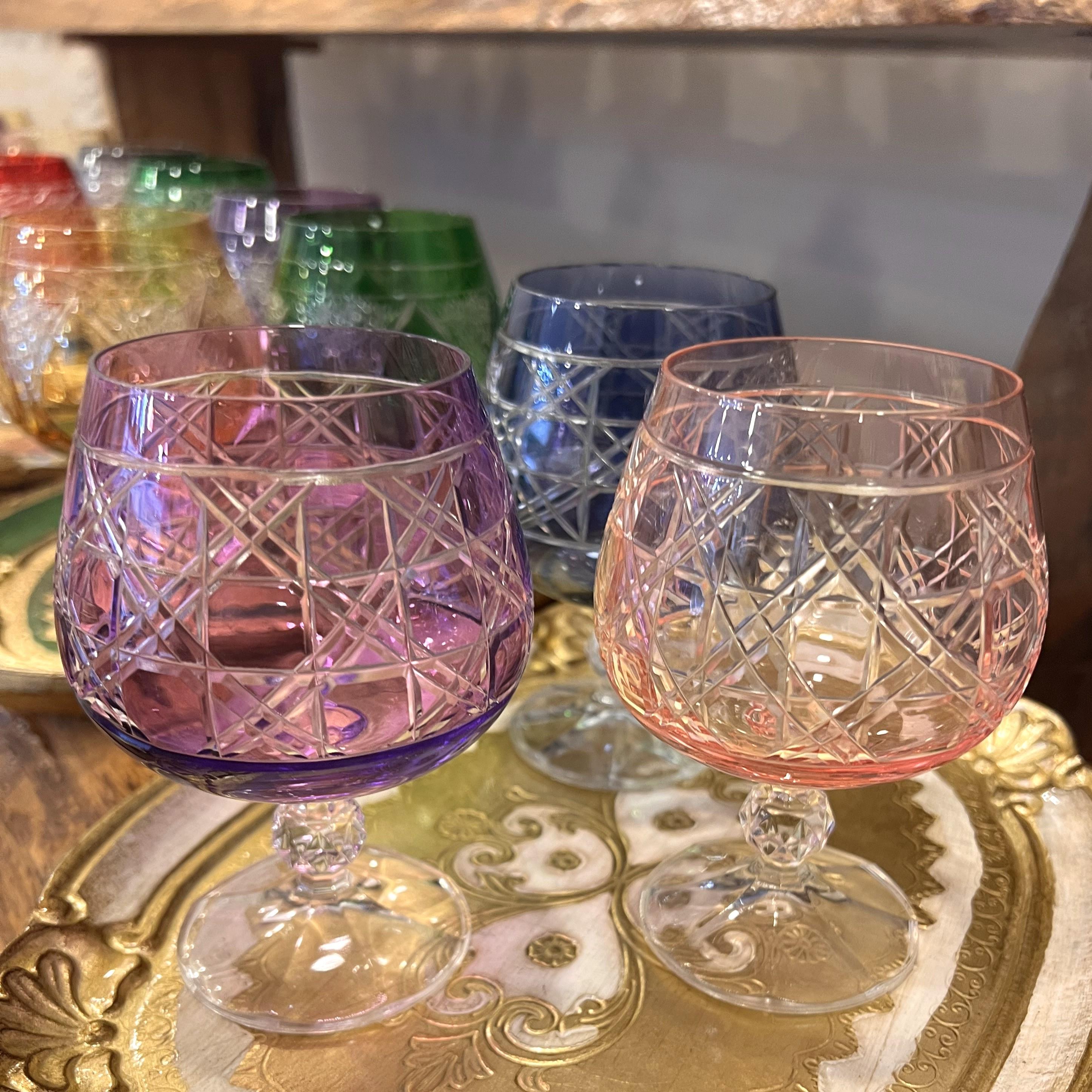 Bohemia Crystal Desenli Renkli Kahve Yanı Kadeh
