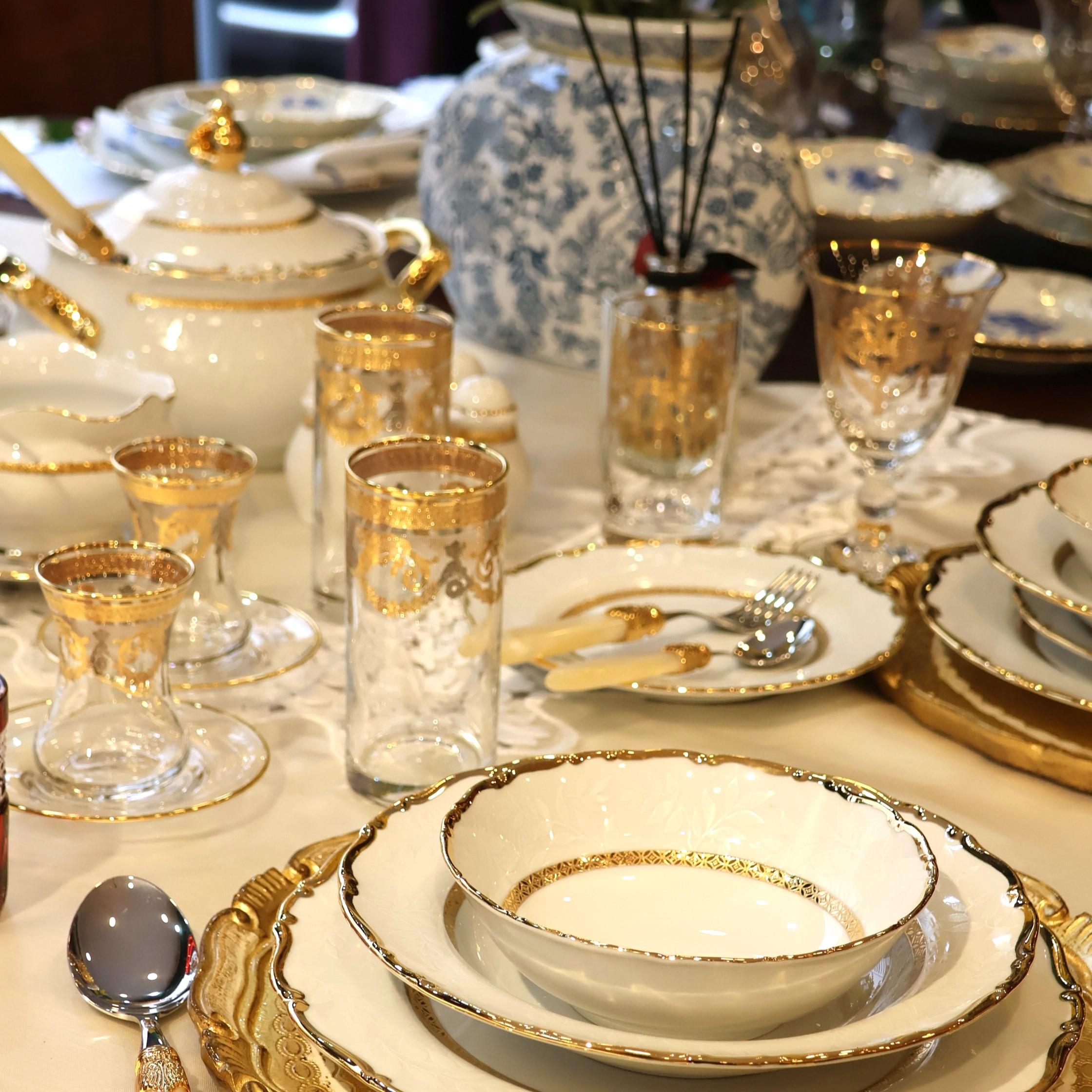 Thun Beyaz Gold Detaylı Yemek Takımı