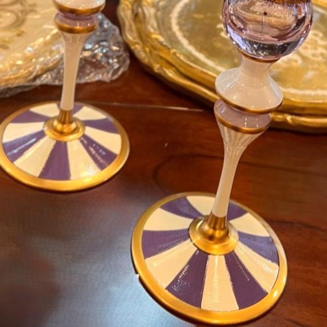 Desenli Cam Mor Şamdan Mumluk (Adet)