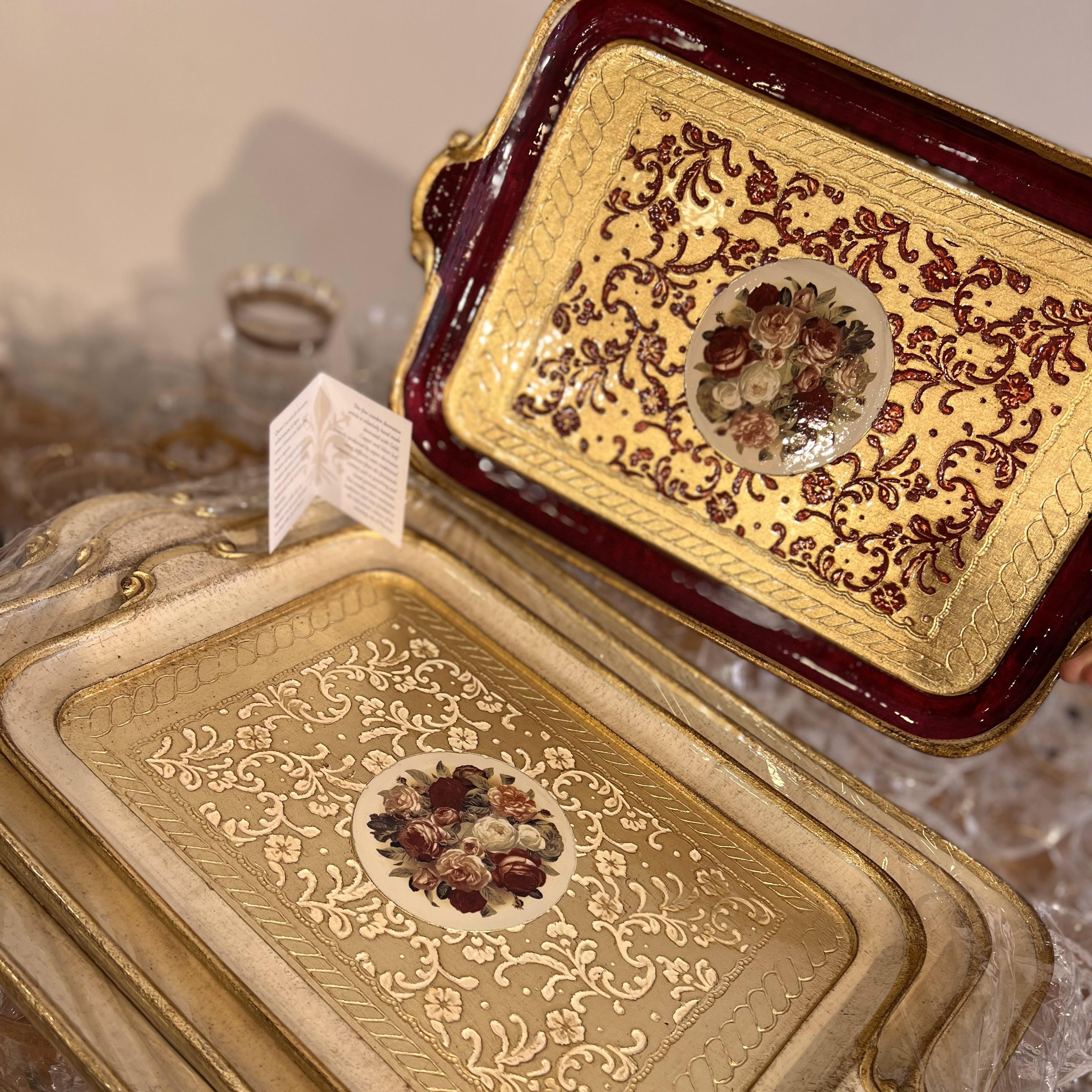 L & M Florence Art Gül Ağacı Desenli İthal Renkli 8-12 Kişilik Tepsi 