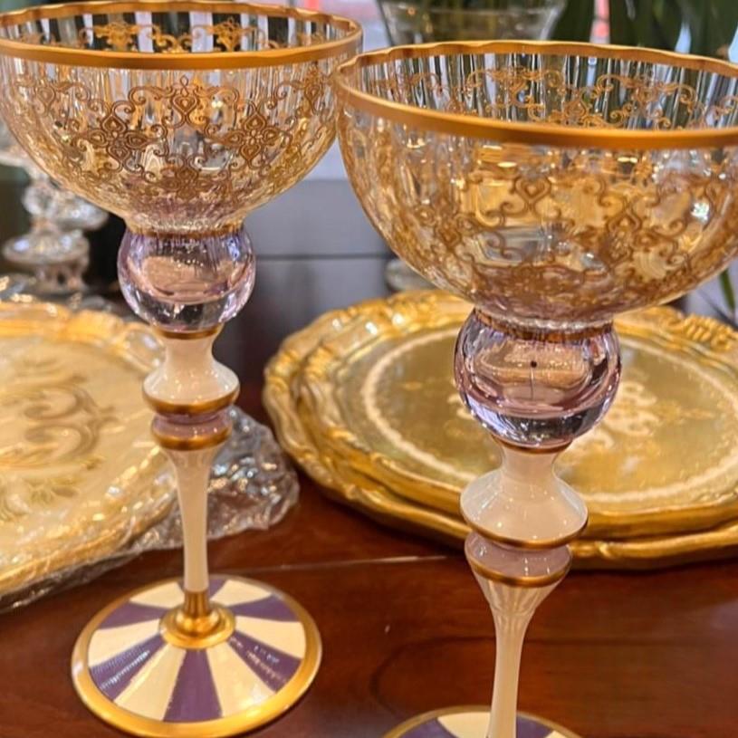 Desenli Cam Mor Şamdan Mumluk (Adet)