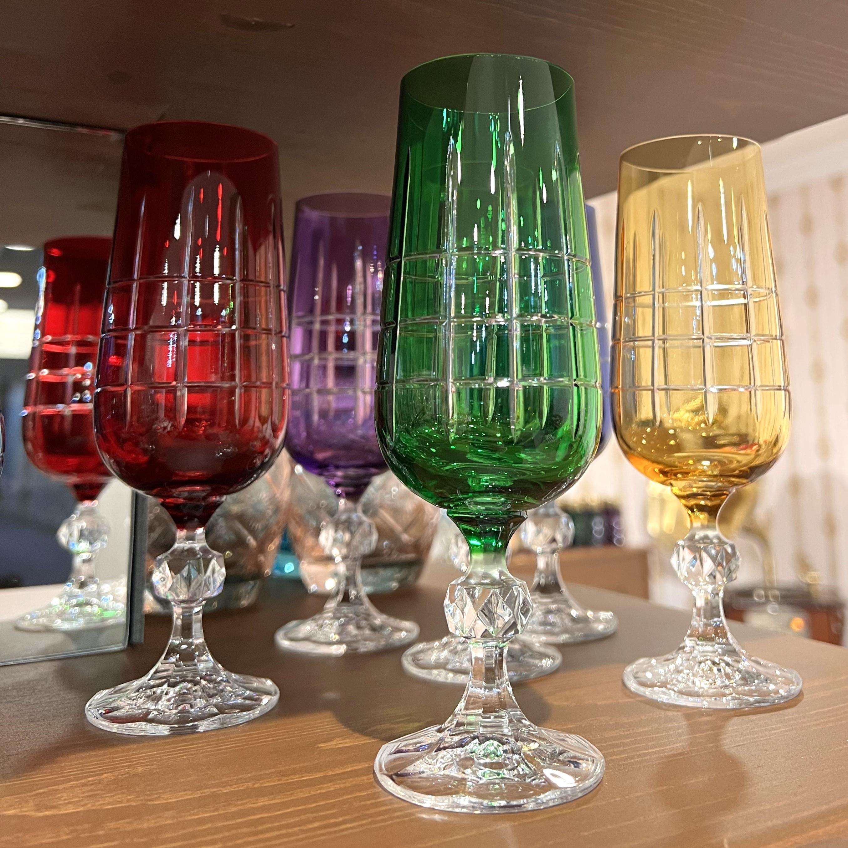 Bohemia Crystal Flüt Model Kahve Yanı Kadeh Renkli