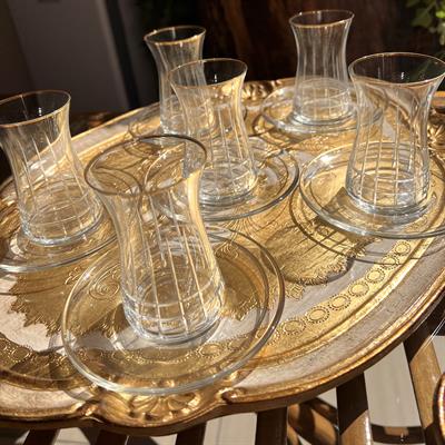 Bohemia Crystal Gold Detaylı Lime Desenli 6 Kişilik Çay Bardağı Takımı