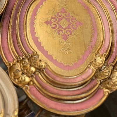 L & M Florence Art Gül Ağacı Oval İthal Gold Renkli 2-3 Kişilik Tepsi 