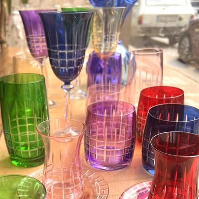 Bohemia Crystal Lime Desenli Renkli 6 Kişilik Su Bardağı Takımı