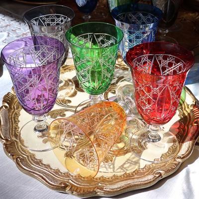 Bohemia Crystal Nil Desen Renkli 6 Kişilik Sofra Boy Kadeh Takımı