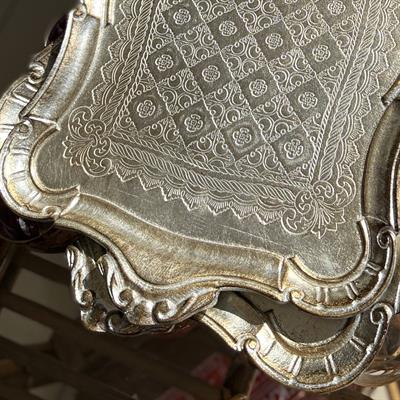 L & M Florence Art Silver Köşeli İthal Gül Ağacı Tepsi 6 Kişilik