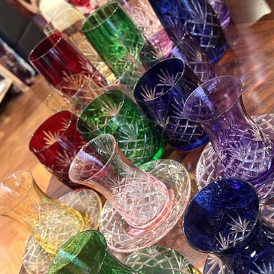 Bohemia Crystal Lime Desenli Renkli 6 Kişilik Su Bardağı Takımı