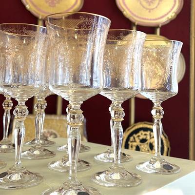 Bohemia Crystal Gold Desenli 6 Kişilik Sofra Boy Kadeh Takımı