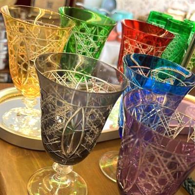 Bohemia Crystal Nil Desen Renkli 6 Kişilik Sofra Boy Kadeh Takımı