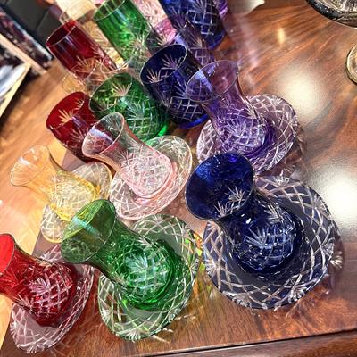 Bohemia Crystal Lime Desenli Renkli 6 Kişilik Çay Bardağı Takımı