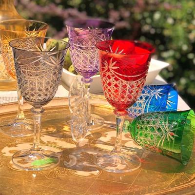 Bohemia Crystal Ananas Desen Renkli 6 Kişilik Sofra Boy Kadeh Takımı