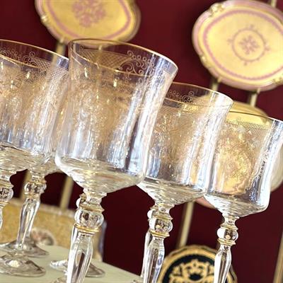 Bohemia Crystal Gold Desenli 6 Kişilik Sofra Boy Kadeh Takımı