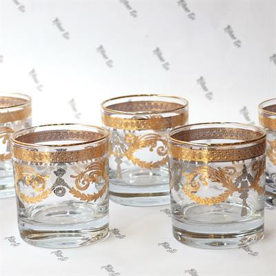 Bohemia Crystal Altın Fırça Desenli 6 Kişilik Su Bardak Takımı