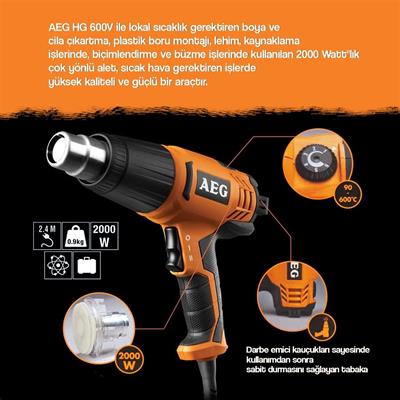 AEG HG 600 V 2000 W Sıcak Hava Tabancası