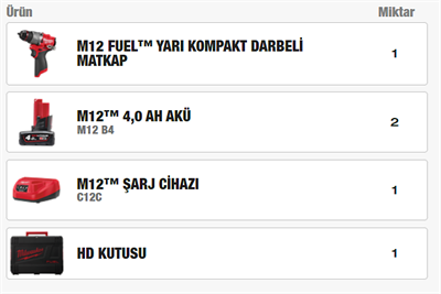 Milwaukee M12 FPD2-402X 12V Çift Akülü Darbeli Matkap T4933479869