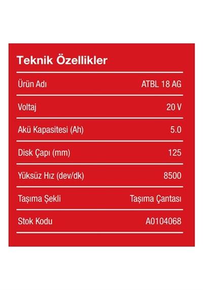 Attlas Pro ATBL 18 AG-502C 20 V 5 Ah Çift Akülü Taşlama