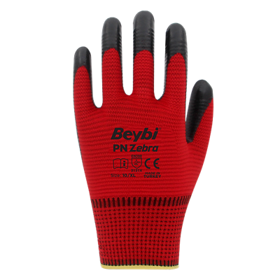 Beybi PN Zebra Polyester Örme Nitril Eldiven