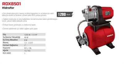 RODEX RDX8501 ELEKTRİKLİ HİDROFOR 1 200W