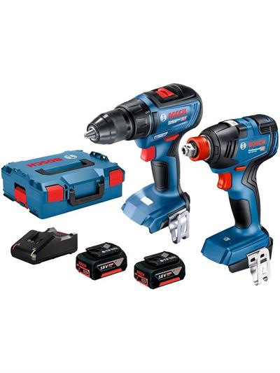 Bosch GDX 18V-200 Somun Sıkma Makinesi + GSR 18V-50 Vidalama Makinesi + 2x4 Ah Akü + GBA 18V-40 Şarj Cihazı + L-Boxx Takım Çantası
