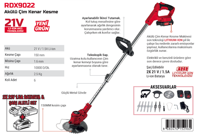 Rodex RDX9022 Akülü Çim Kenar Kesme