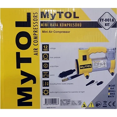 Mytol Mini Hava Kompresörü FY-001A 12 Volt Çakmalık Soketli