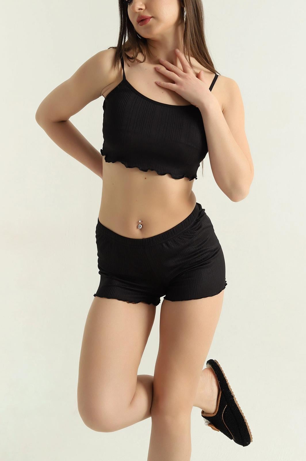 Desensiz Tek Renk  şortlu Takım Siyah