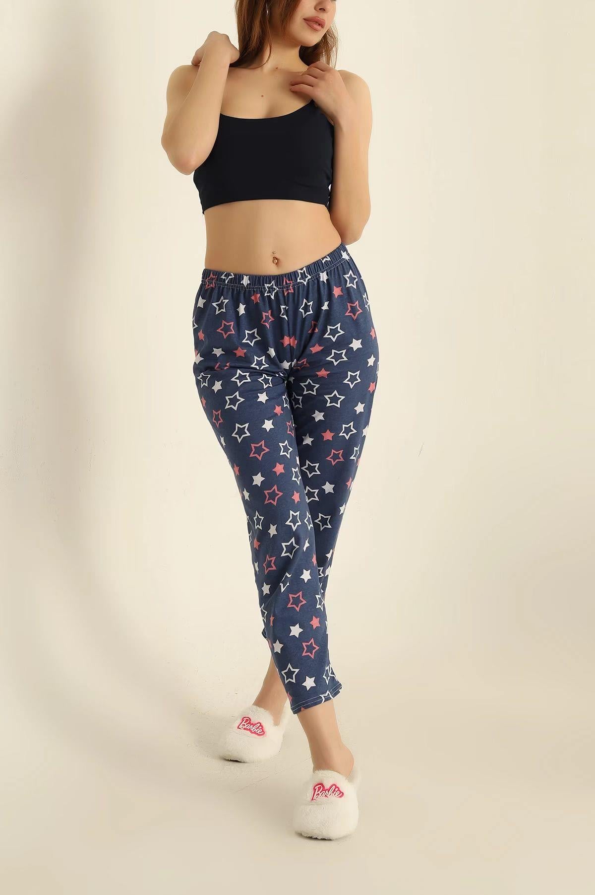 Altı Yıldız Desenli Pijama Lacivert
