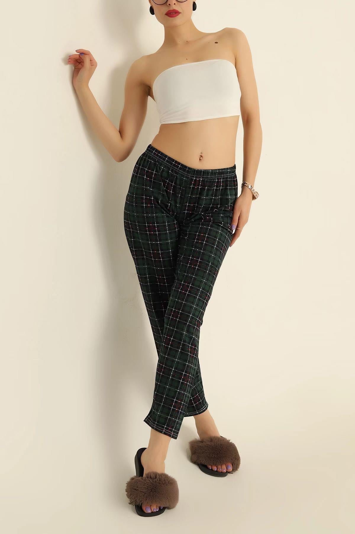 Küçük Kareli Pijama Yeşil