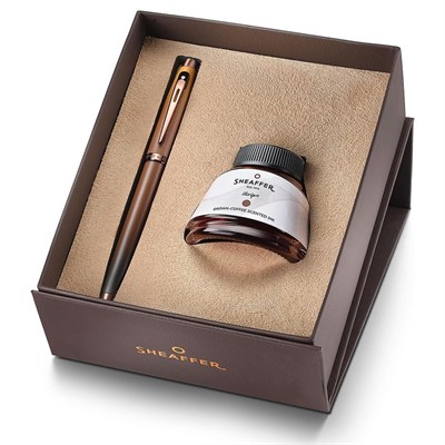 Sheaffer 100 Coffee Edition Dolma Kalem Mürekkep Hediyelik Kalem Seti, M Uç, Mat Kahve / 9374S-0
