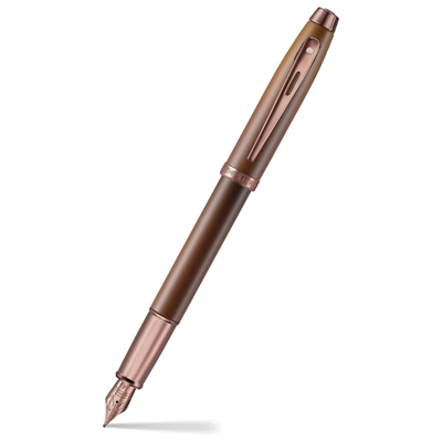 Sheaffer 100 Coffee Edition Dolma Kalem Mürekkep Hediyelik Kalem Seti, M Uç, Mat Kahve / 9374S-0
