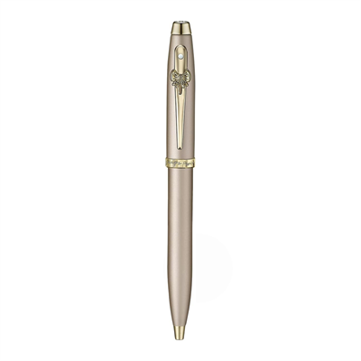 Sheaffer 100 Emily in Paris 9377 Koleksiyonu, Şampanya Altın Rengi Kalem, PVD Altın Kaplama, Yay Şeklinde Klips Tükenmez Kalem