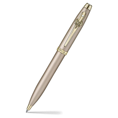 Sheaffer 100 Emily in Paris 9377 Koleksiyonu, Şampanya Altın Rengi Kalem, PVD Altın Kaplama, Yay Şeklinde Klips Tükenmez Kalem