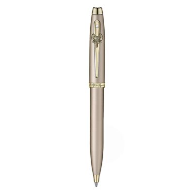 Sheaffer 100 Emily in Paris 9377 Koleksiyonu, Şampanya Altın Rengi Kalem, PVD Altın Kaplama, Yay Şeklinde Klips Tükenmez Kalem