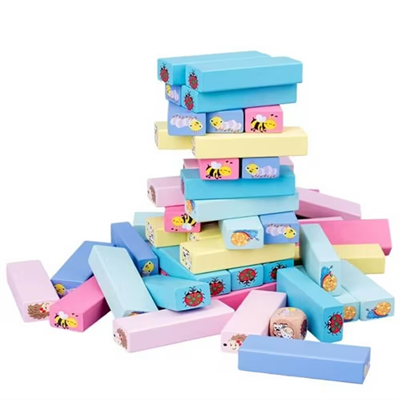Ahşap Renkli 51 Parça Jenga
