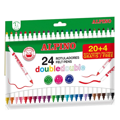 Alpino Keçeli Kalem Çift Yönlü Fırça Uçlu 24Lü Ar002058