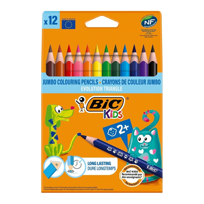 Bic Evolutıon 12 Renk Jumbo Üçgen Kuru Boya Kalemi