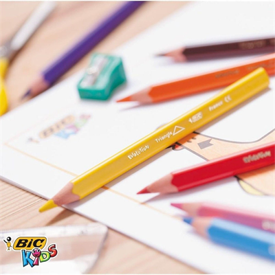 Bic Evolutıon 12 Renk Jumbo Üçgen Kuru Boya Kalemi